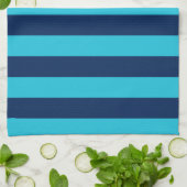Bright Blue und Navy Streifen Geschirrtuch (Gefaltet)