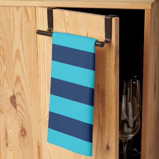 Bright Blue und Navy Streifen Geschirrtuch (Drittel gefaltet)