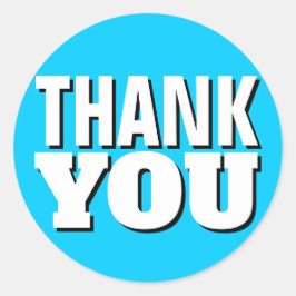 Bright Blue Vielen Dank einfach Runder Aufkleber