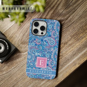 Bright Blue White Pink Paisley Patte iPhone Hülle