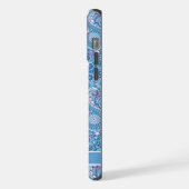Bright Blue White Pink Paisley Patte iPhone Hülle (Linke Seite)