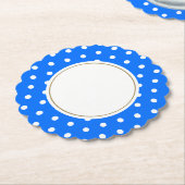 Bright Blue White Tiled Polka Dots White Center Untersetzer (angewinkelt)