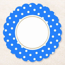Bright Blue White Tiled Polka Dots White Center Untersetzer