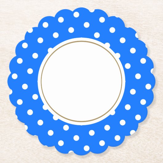 Bright Blue White Tiled Polka Dots White Center Untersetzer (Vorderseite)