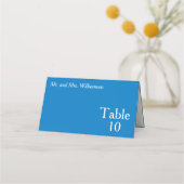 Bright Blue White Wedding Tischnummer Platzkarte (Vorderseite)
