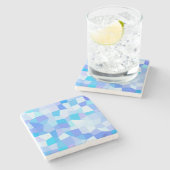 Bright Blues Mosaic Steinuntersetzer (Seitenansicht)