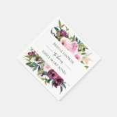BRIGHT BLUSH BURGUNDDY FLORAL BUNCH BRAUTPARTY SERVIETTE (Ecke)