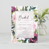 BRIGHT BLUSH BURGUNDY FLORAL BUNCH BRIDAL SHOWER EINLADUNG (Stehend Vorderseite)