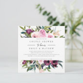 BRIGHT BLUSH BURGUNDY FLORAL BUNCH COUPLE SHOWER EINLADUNG (Stehend Vorderseite)