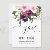 BRIGHT BLUSH BURGUNDY FLORAL BUNCH WEDING SAVE THE DATE (Vorderseite)