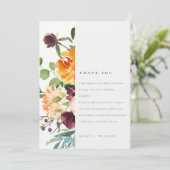 Bright Boho Blush Gelb Orange Blumenzehen Dankeskarte (Stehend Vorderseite)