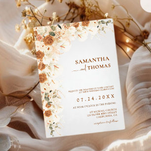 Bright Boho Fall Rose & Calla Lily Wedding Einladung