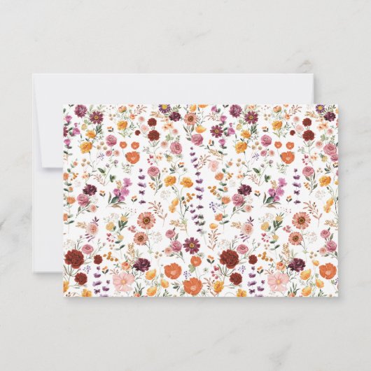 Bright Boho Fall Wildblume Wedding RSVP Card Karte (Rückseite)