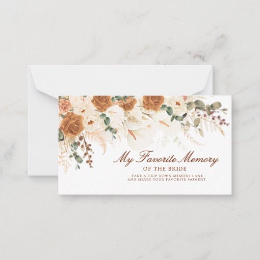 Bright Boho Favorite Memory of the Bride Ticket Mitteilungskarte (Vorderseite)