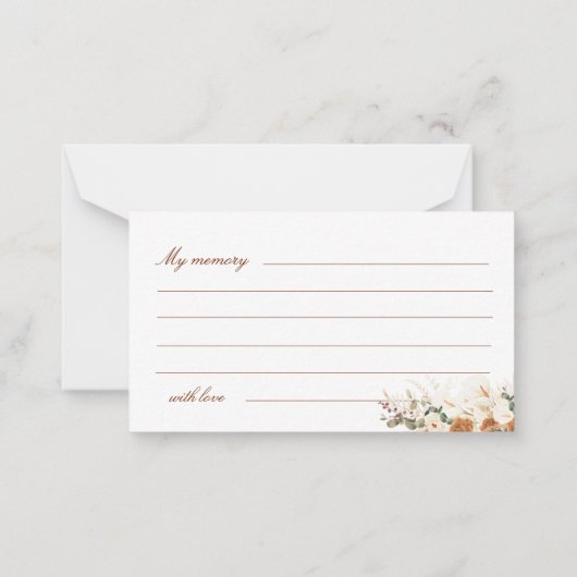 Bright Boho Favorite Memory of the Bride Ticket Mitteilungskarte (Rückseite)