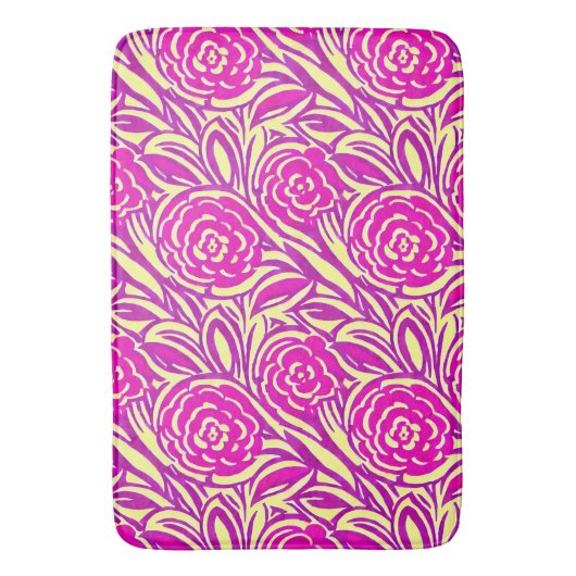 Bright Boho Floral Swirl Wasserfarbe Badematte (Vorderseite Vertikal)