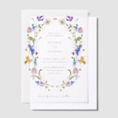 Bright Boho Floral Wreath | Hochzeit Pergament Einladungen (Versetzt)