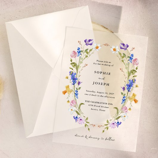 Bright Boho Floral Wreath | Hochzeit Pergament Einladungen