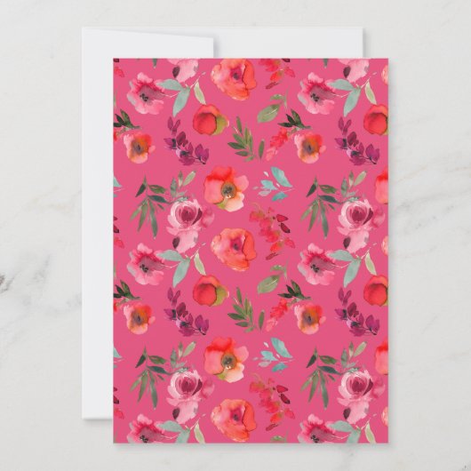 Bright Boho Hot Pink Aquarell Verlobung Einladung (Rückseite)