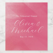 Bright Boho Pink Ombre Cursive Name Hochzeit Weinetikett (Einzelnes Label)