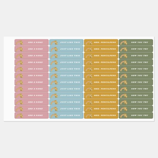 Bright Boho Rainbow Name Etiketten (Blatt)