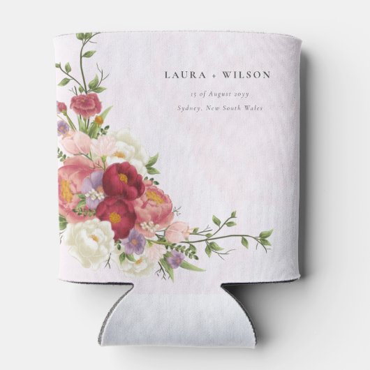 Bright Boho Rosa Blume Hochzeit Dosenkühler (Rückseite)