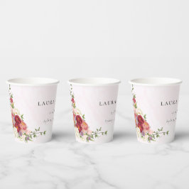 Bright Boho Rosa Blume Hochzeit Pappbecher