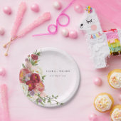 Bright Boho Rosa Blume Hochzeit Pappteller (Party)