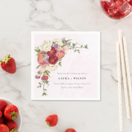 Bright Boho Rosa Blume Hochzeit Serviette