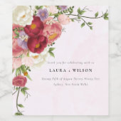 Bright Boho Rosa Blume Hochzeit Weinetikett (Einzelnes Label)