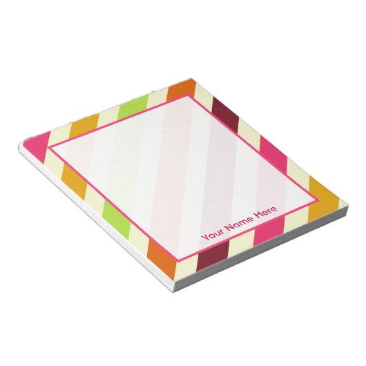 Bright Boho Stripes Personalisiert Notepad Notizblock (angewinkelt)