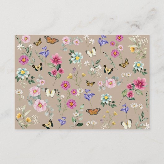 Bright Boho Wildblume Babydusche Windelwanne Raffl Begleitkarte (Rückseite)