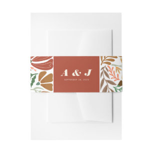 Bright Bold Abstrakt Terracotta Floral Wedding Einladungsbanderole