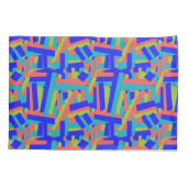 Bright Bold Blue Green Coral Abstract Patches Kissenbezug (Rückseite)