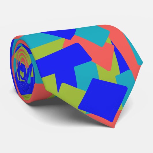 Bright Bold Blue Green Coral Abstract Patches Krawatte (Gerollt)