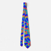 Bright Bold Blue Green Coral Abstract Patches Krawatte (Rückseite)