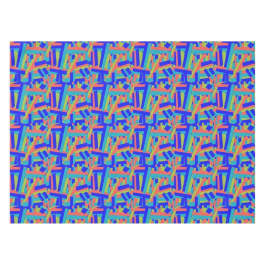 Bright Bold Blue Green Coral Abstract Patches Tischdecke (Vorderseite (Horizontal))