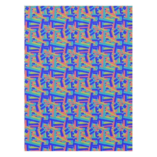 Bright Bold Blue Green Coral Abstract Patches Tischdecke (Vorderseite)