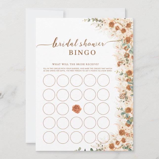 Bright Bold Boho Bridal Bingo | Terracotta-Rose (Vorderseite)