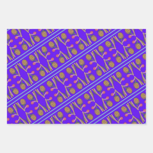 BRIGHT BOLD BUDDING BLUME FORMS Wrapping Paper Geschenkpapier Set (Vorderseite 2)
