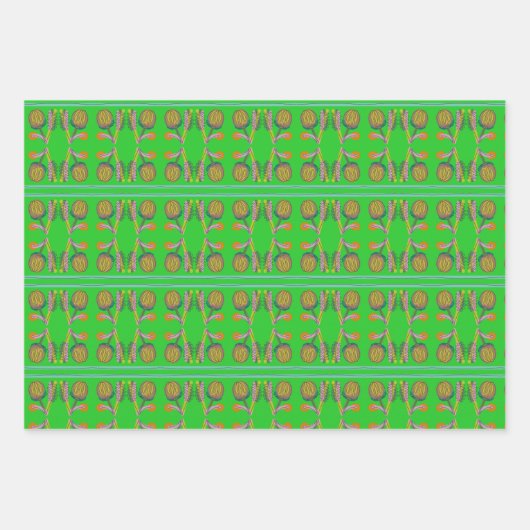 BRIGHT BOLD BUDDING BLUME FORMS Wrapping Paper Geschenkpapier Set (Vorderseite)