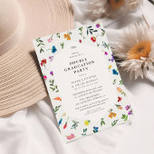 Bright Bold Dainty Floral Double Graduation Party Einladung