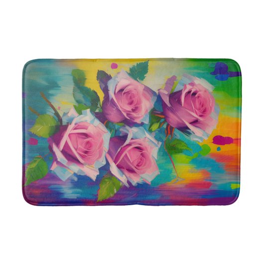 Bright & Bold farbenfroh English Garden Pink Roses Badematte (Vorderseite)