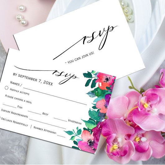 Bright & Bold farbenfrohe Florals RSVP Karte