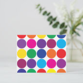 Bright Bold farbenfrohe Regenbogenkreise Polka Dot Postkarte (Stehend Vorderseite)
