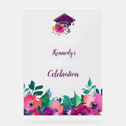 Bright & Bold farbenfroher Florals Abschluss Acrylschild (Vorderseite)