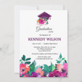 Bright & Bold farbenfroher Florals Abschluss Einladung (Vorderseite)