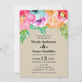 Bright Bold farbig floral rustikal Moderne Kraft Einladung (Vorderseite)