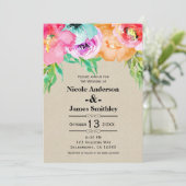 Bright Bold farbig floral rustikal Moderne Kraft Einladung (Stehend Vorderseite)
