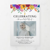 Bright & Bold Floral Beerdigung Memorial Programm (Cover)